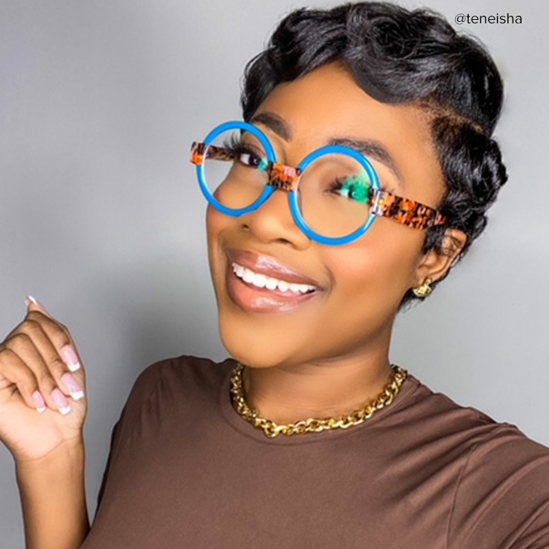 Lindsey Round Blue Frame Glasses | ZEELOOL UK6