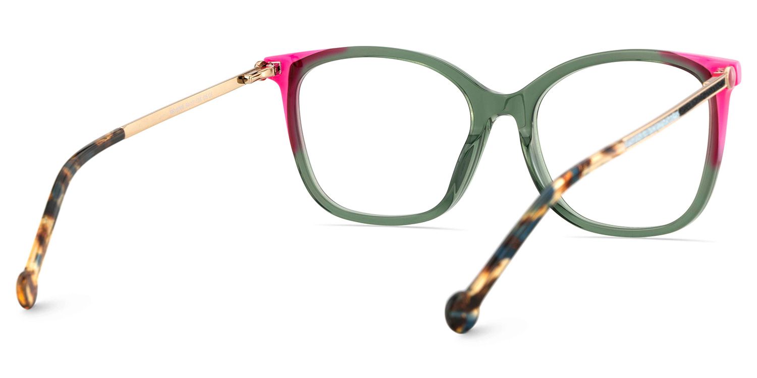 Nico Eyeglasses in Square Green Pink Frame | ZEELOOL UK5