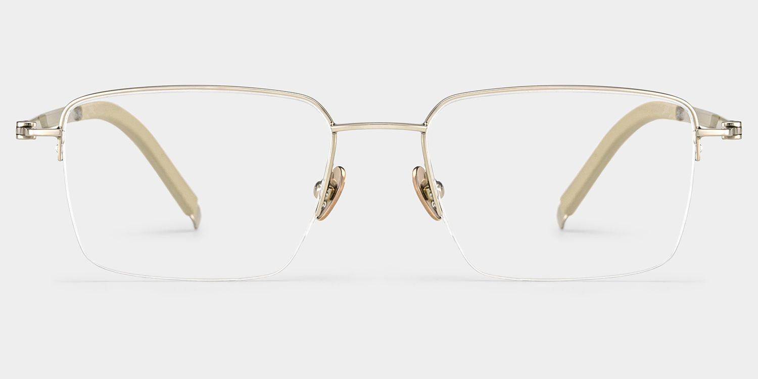 Carson Light Gold Semi Rimless Glasses in Titanium Frame | ZEELOOL0