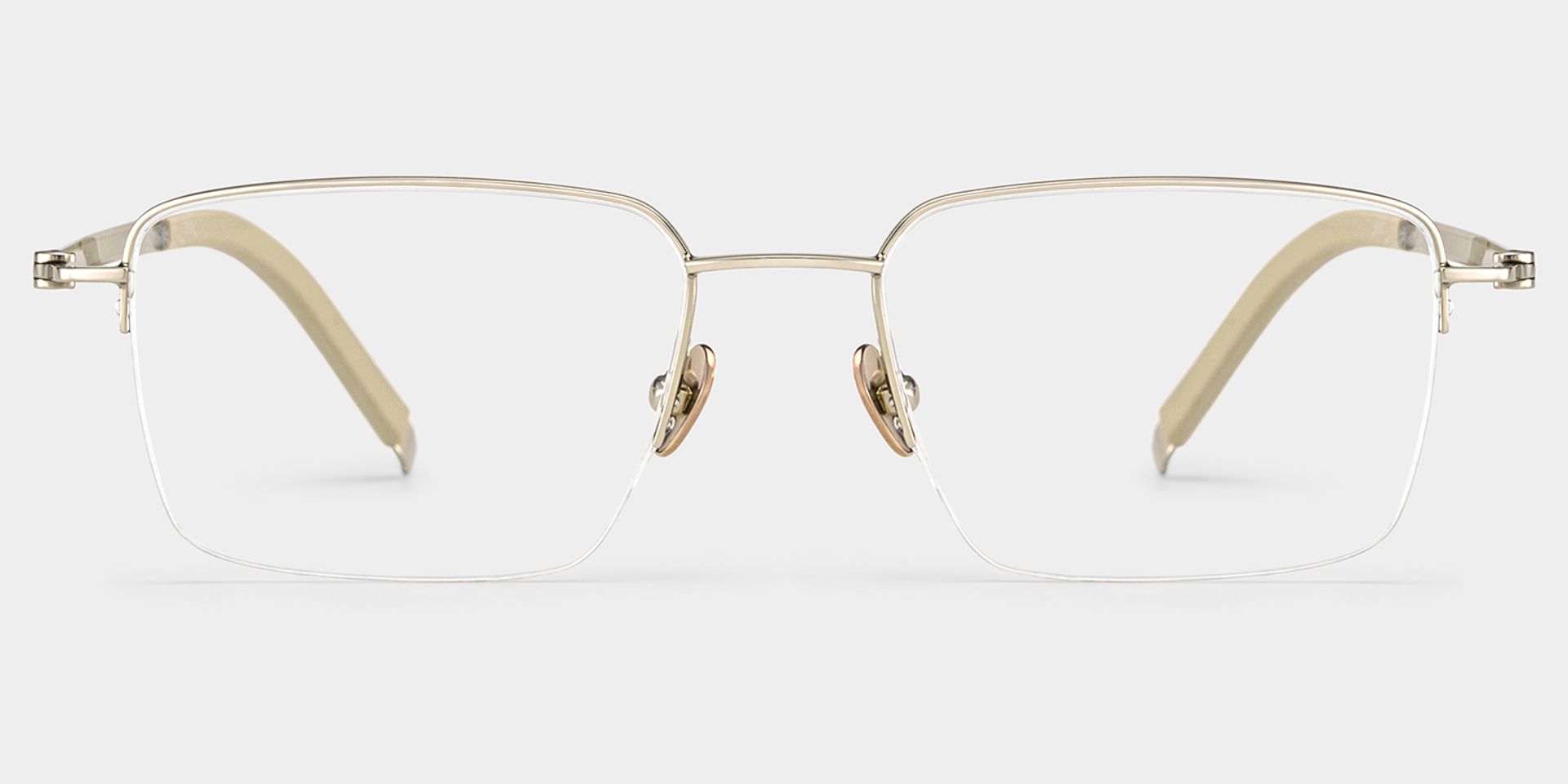 Carson Light Gold Semi Rimless Glasses in Titanium Frame | ZEELOOL0
