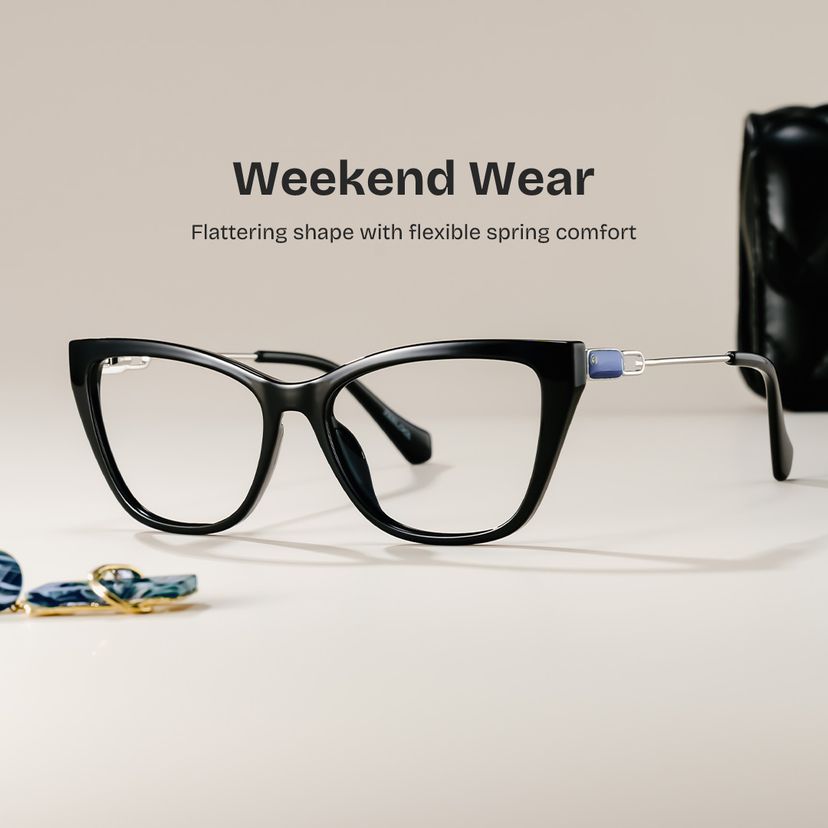 Celeste Black Cat-eye Glasses