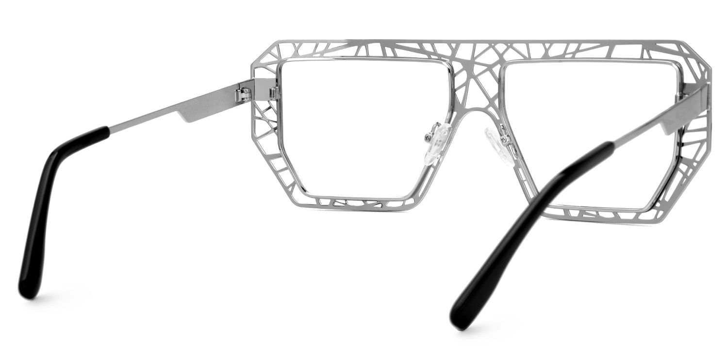 Blake Black-Silver Glasses with Geometric Extra Large Frames | ZEELOOL UK4