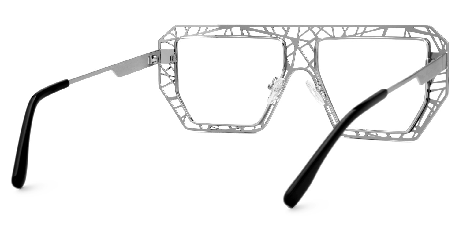 Blake Black-Silver Glasses with Geometric Extra Large Frames | ZEELOOL UK4