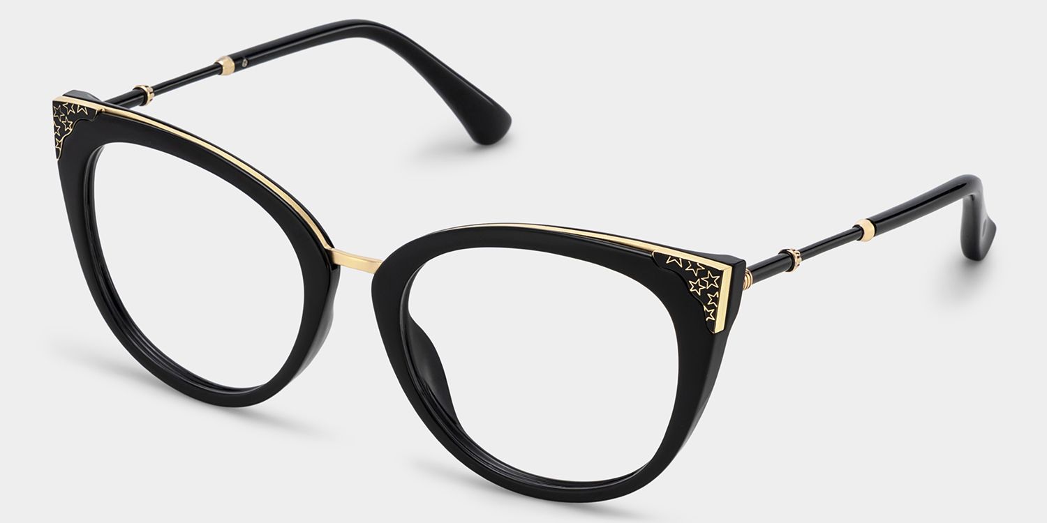 Dalton Cat Eye Black Glasses | ZEELOOL UK2