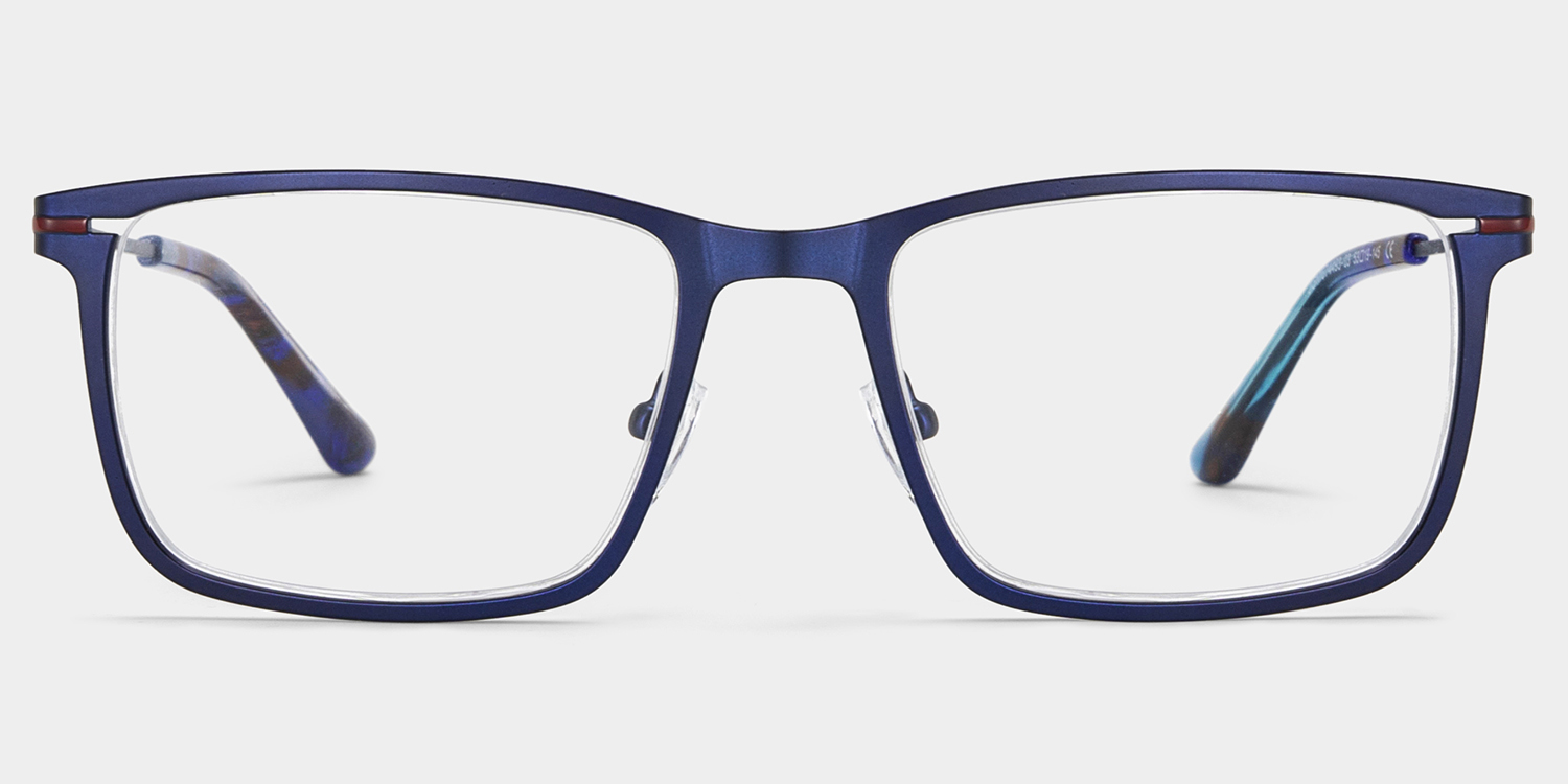Rectangle Blue Eyeglasses- Roxana Metal Frame Glasses0