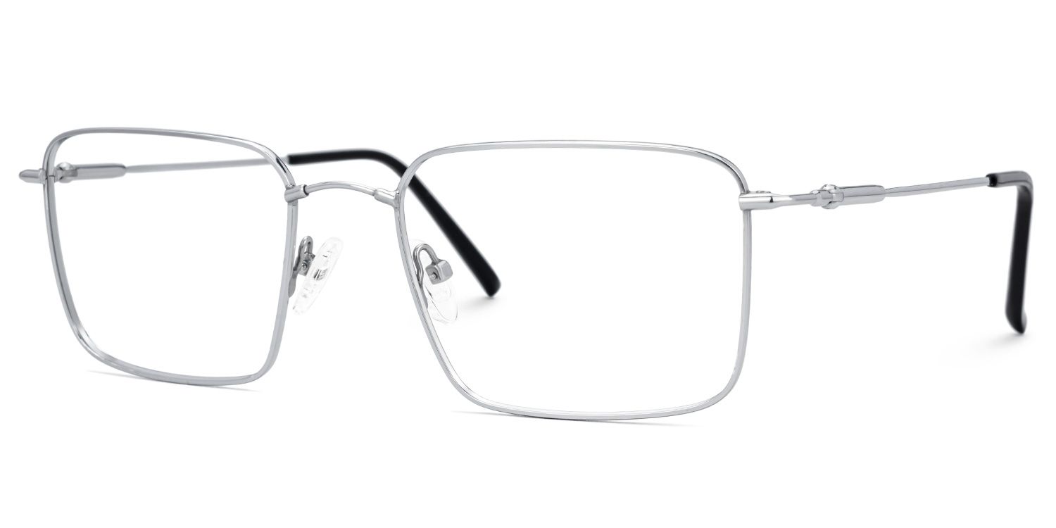 Stowe Thin Silver Glasses in Rectangle Design | ZEELOOL UK1