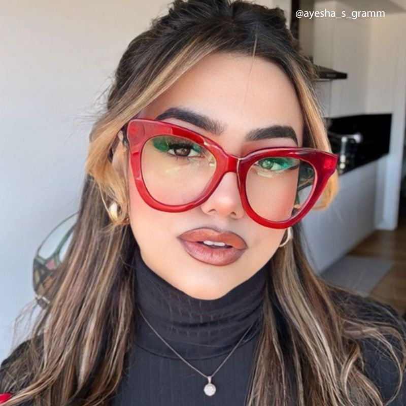 Yaser Cat-eye Red Eyeglasses and Acetate Frames5