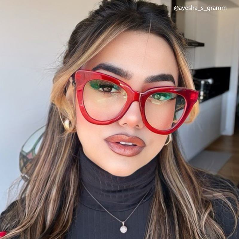 Yaser Cat-eye Red Eyeglasses and Acetate Frames11