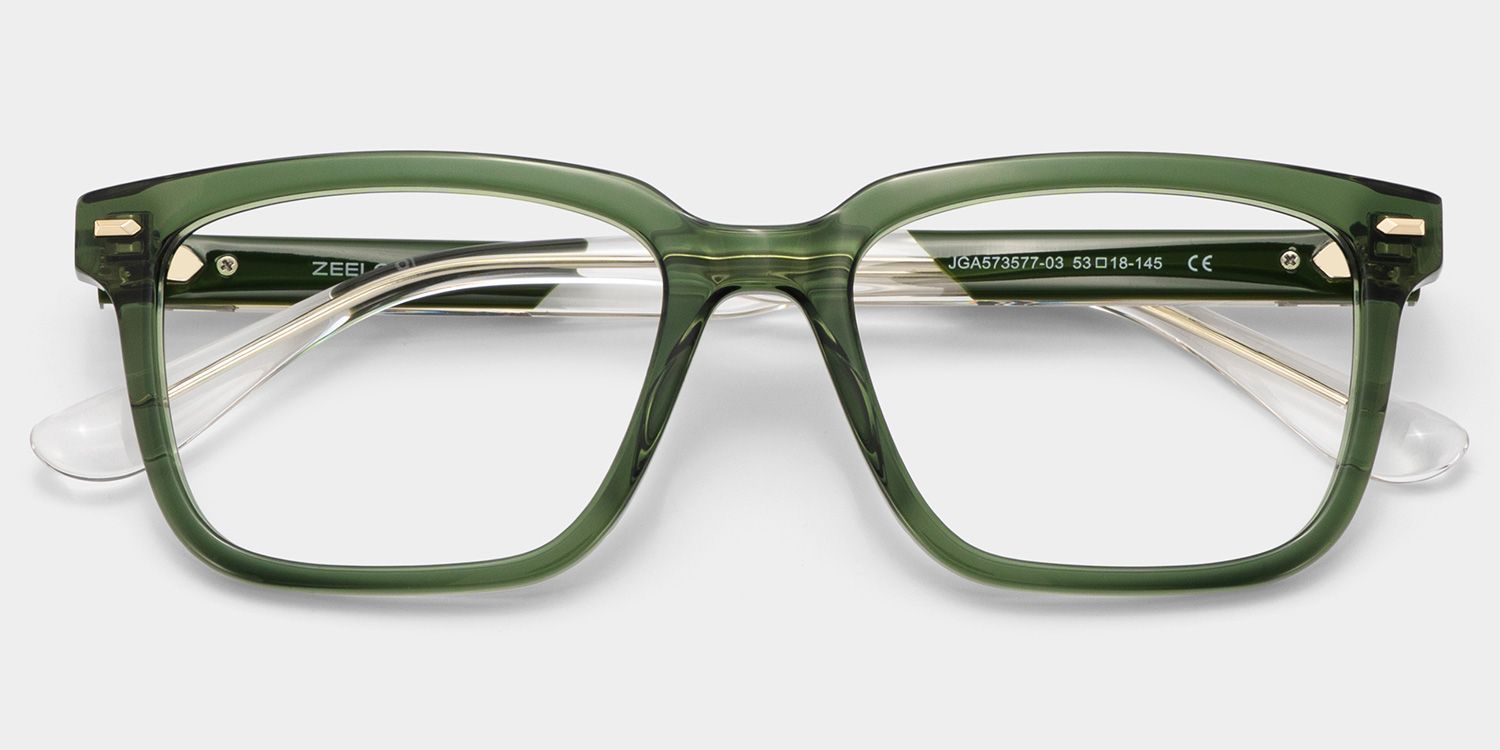 George Olive Green Rectangle Glasses for Men | ZEELOOL2