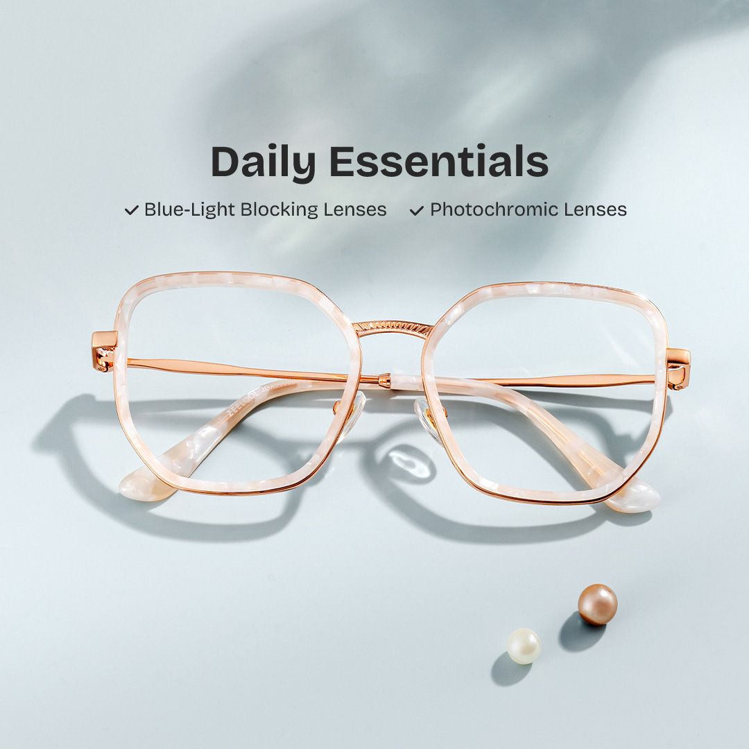 Levi Eyeglasses in Geometric Pearl White Frame | ZEELOOL UK0