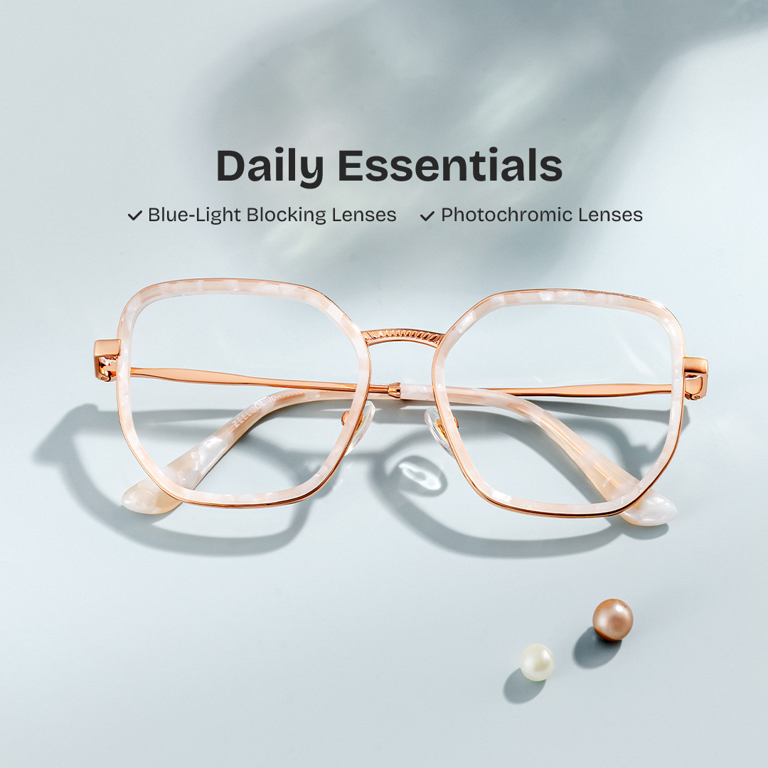 Levi Eyeglasses in Geometric Pearl White Frame | ZEELOOL UK0
