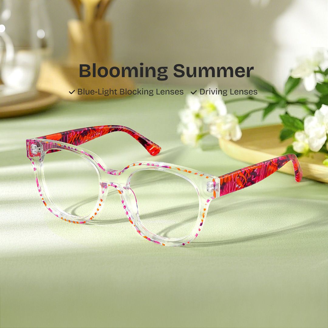 Jett Acetate Red Frame Glasses with Square Shape | ZEELOOL UK0