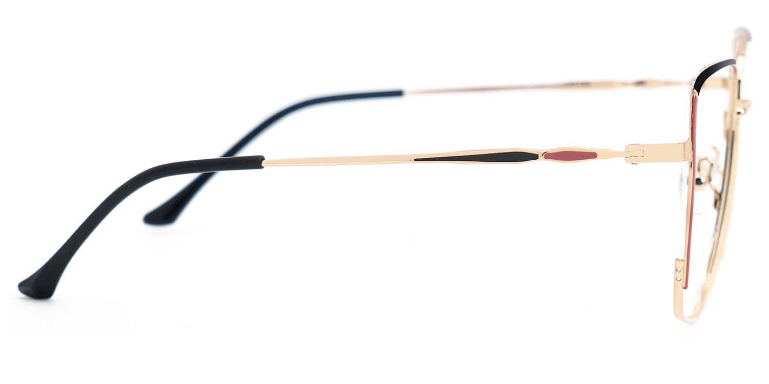 Baez Metal Red and Black Glasses Frames with Square Shape | ZEELOOL UK2