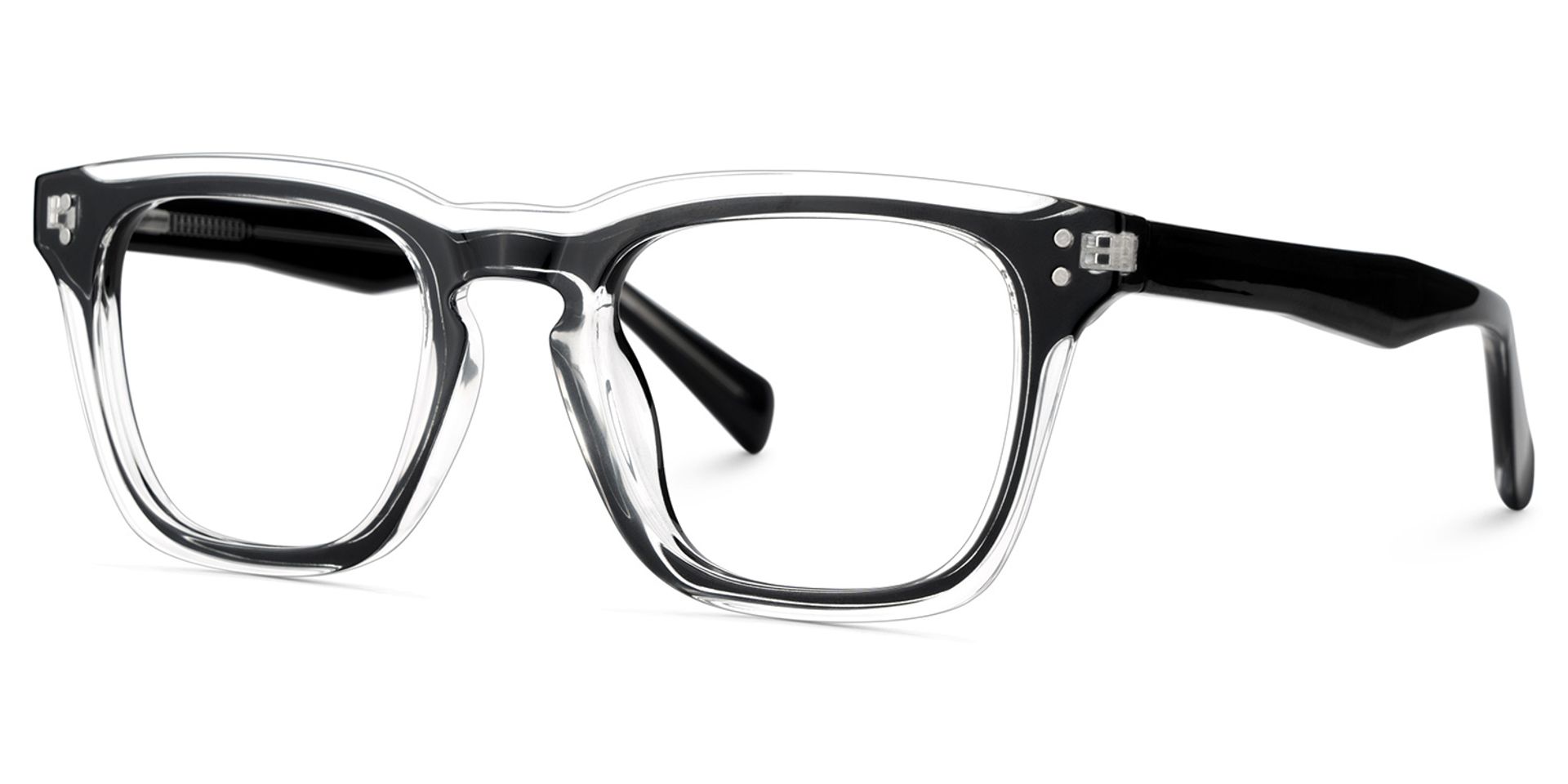 Tr90 Eyeglasses Frames With Rectangle Shape and Black Clear Color3