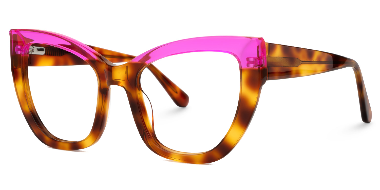 Shahdia Geometric Brown-Rose Red Frame Glasses | ZEELOOL UK1
