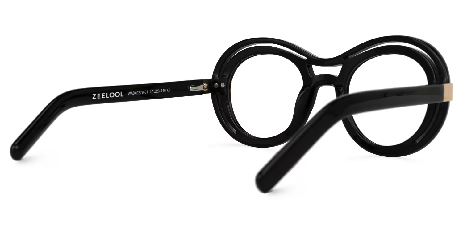 Texidor Wide Round Black Eyeglasses and Glasses Frames3