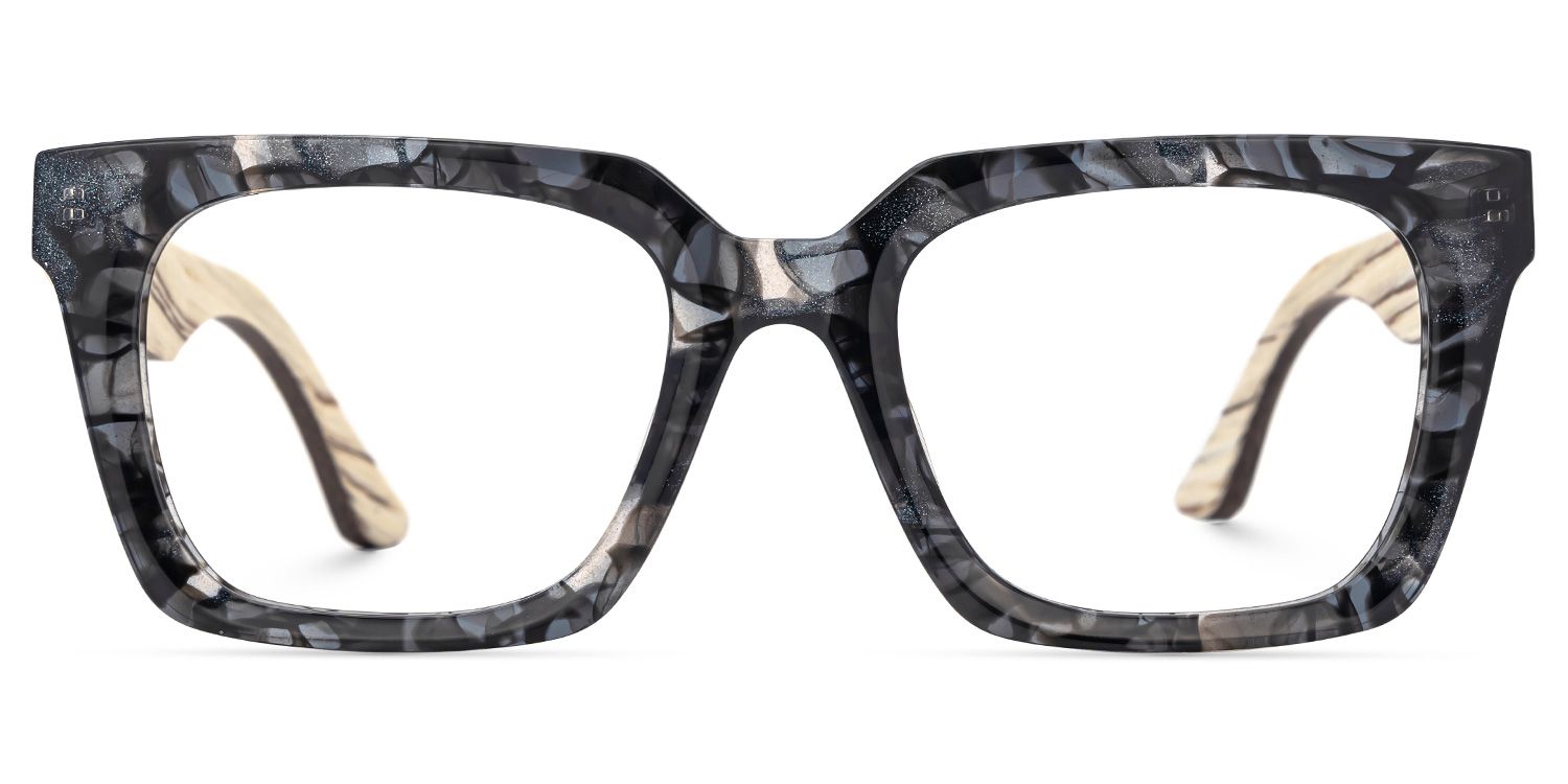 Cabdi Gray and Black Marble Glasses with Square Design0