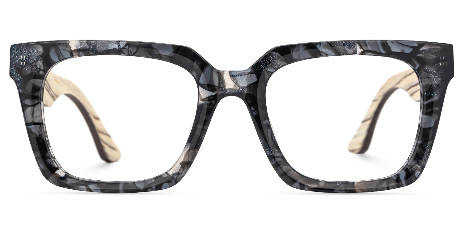 Cabdi Gray and Black Marble Glasses with Square Design0