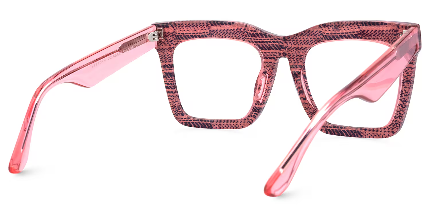 Women's Blue Frame Glasses With Pink Temples3