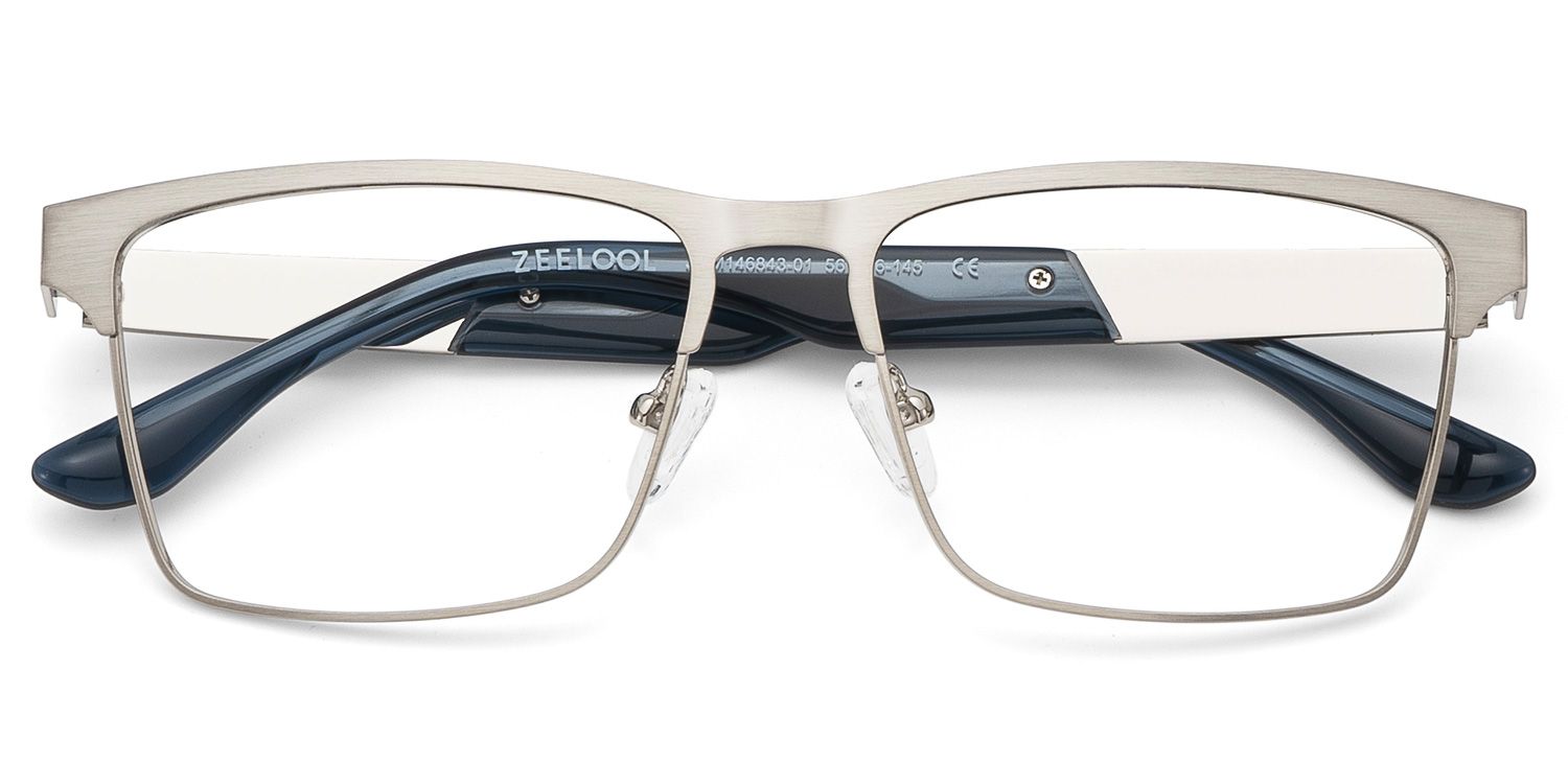 Jasper Eyeglasses in Browline Silver Frame | ZEELOOL UK2