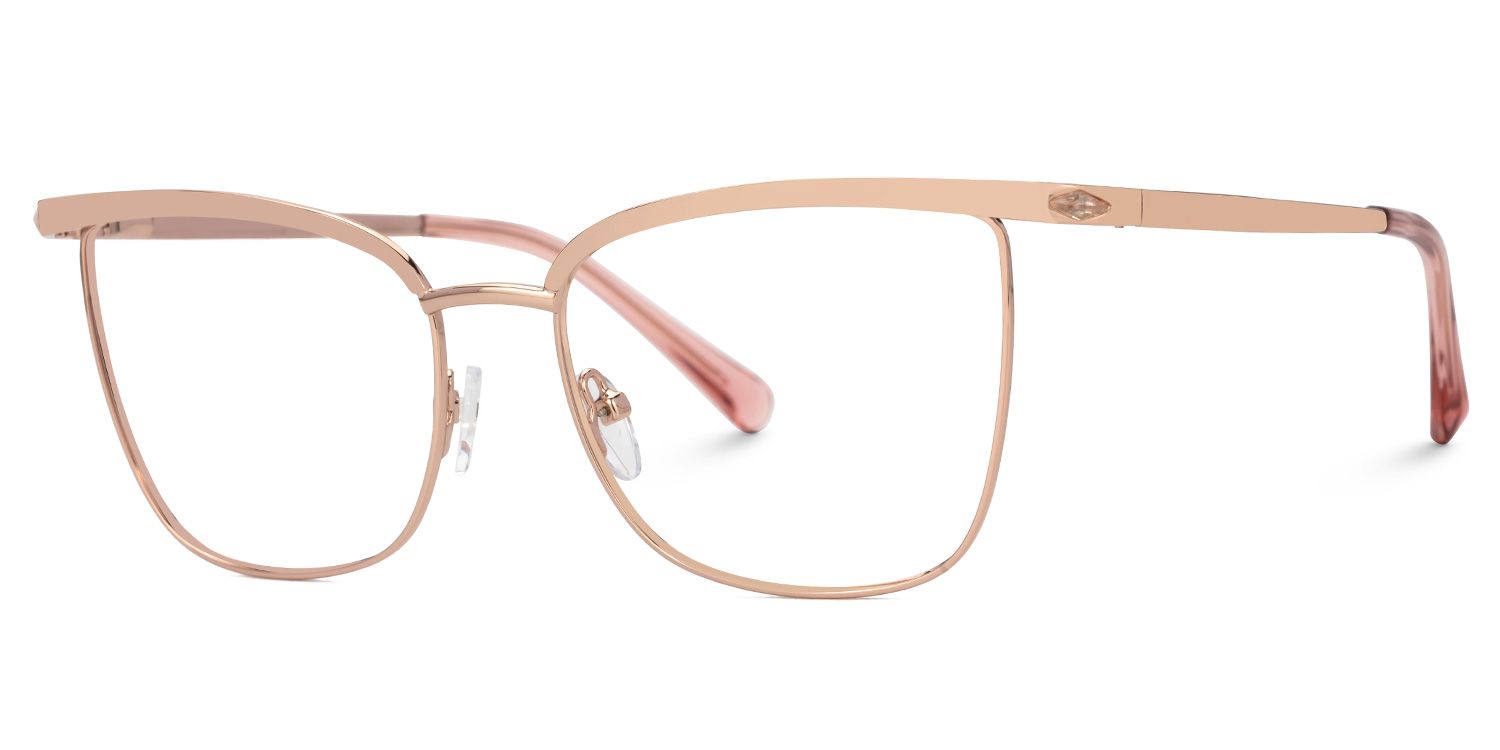 Beaty Metal Square Rose-Gold Frame Glasses | ZEELOOL UK1