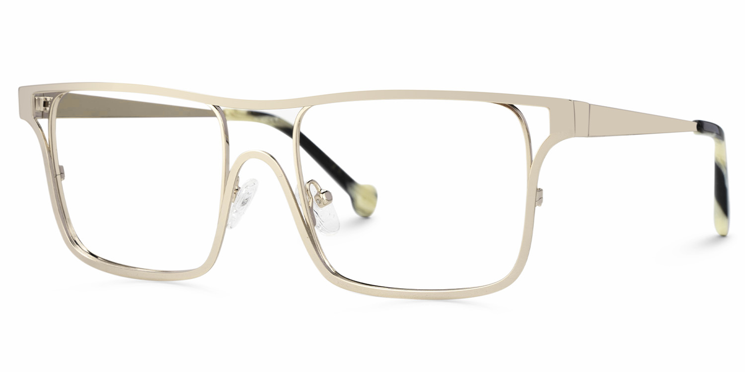 Nova Wide Matte Gold Glasses with Rectangle Frames | ZEELOOL UK1