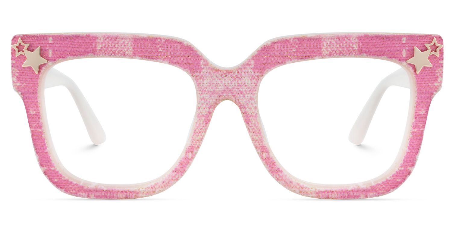 Teresita Thick Pink Denim Glasses in Square Design | ZEELOOL UK1