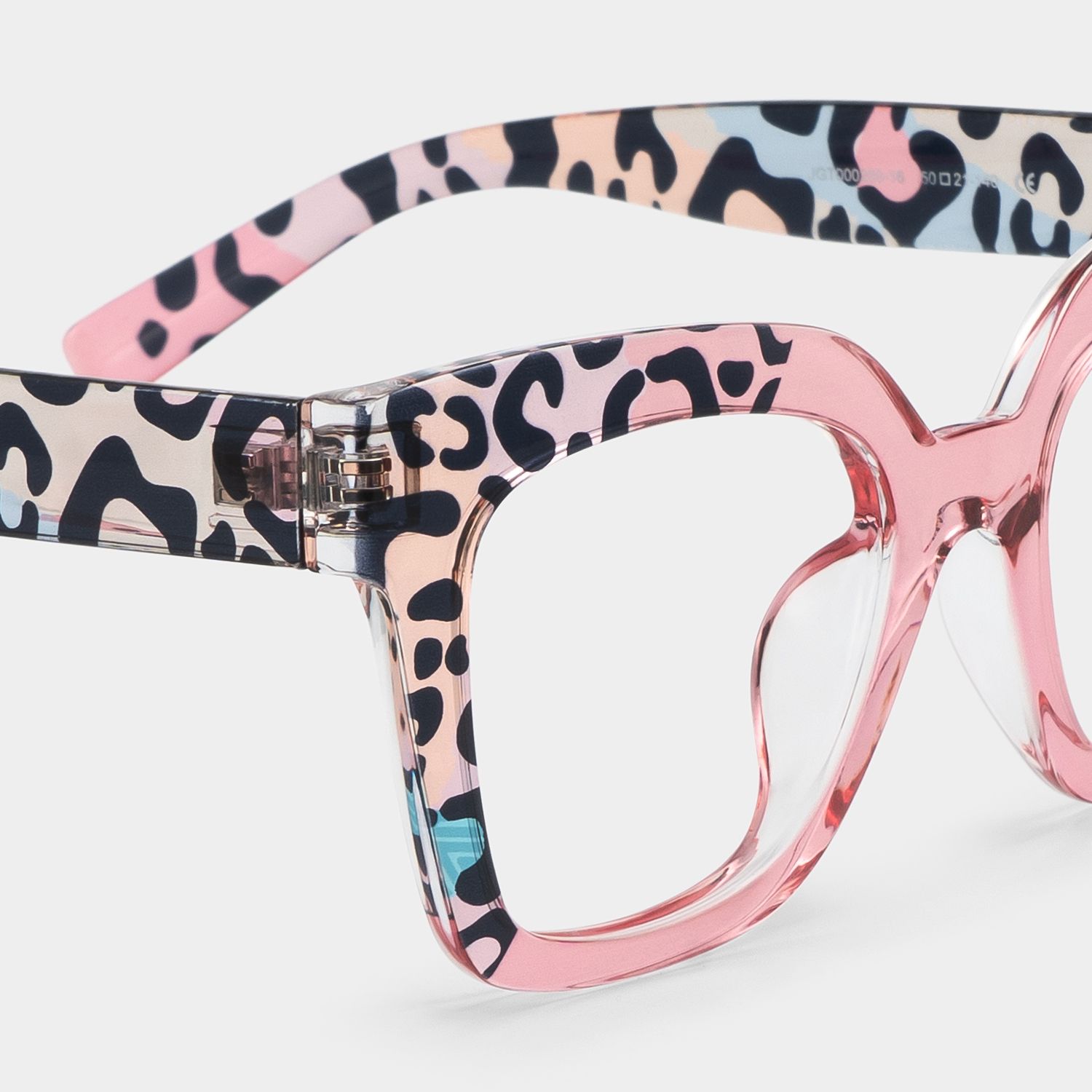 Malcolm Pink Leopard Print Square Frame Glasses for Women4