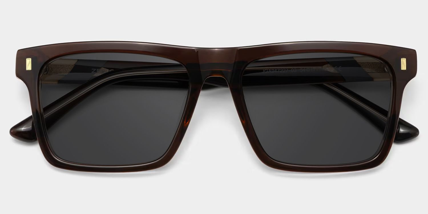 Henry Acetate Brown Rectangle Frame Sunglasses | ZEELOOL UK1
