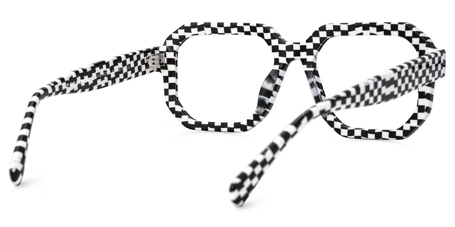 Joeann Black-White Geometric Designer Eyeglasses3