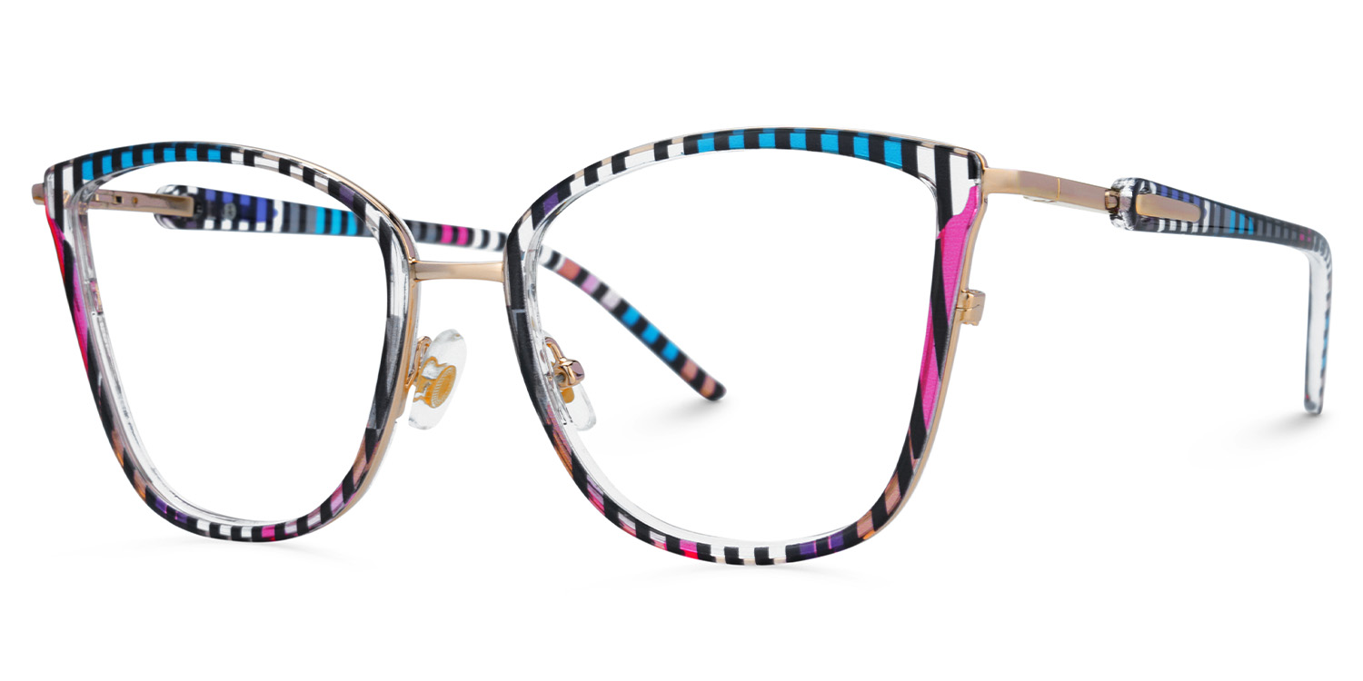 Marisa Cateye Blue Purple Stripe Glasses2
