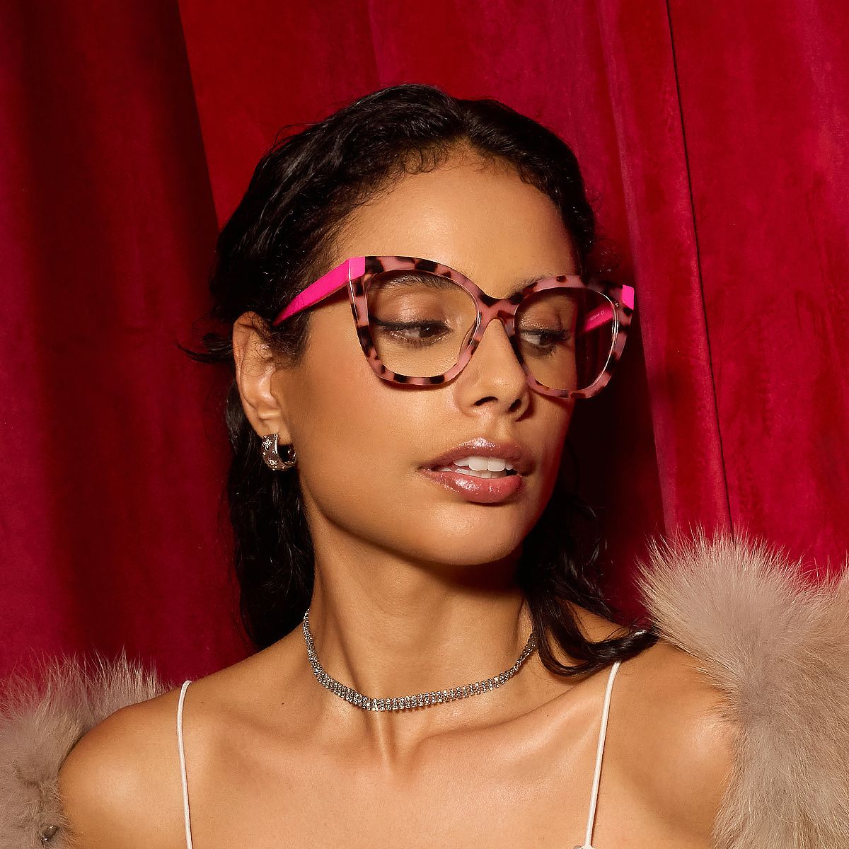 Kira Pink Tortoise Frame Glasses with Butterfly Frame Online | ZEELOOL UK1