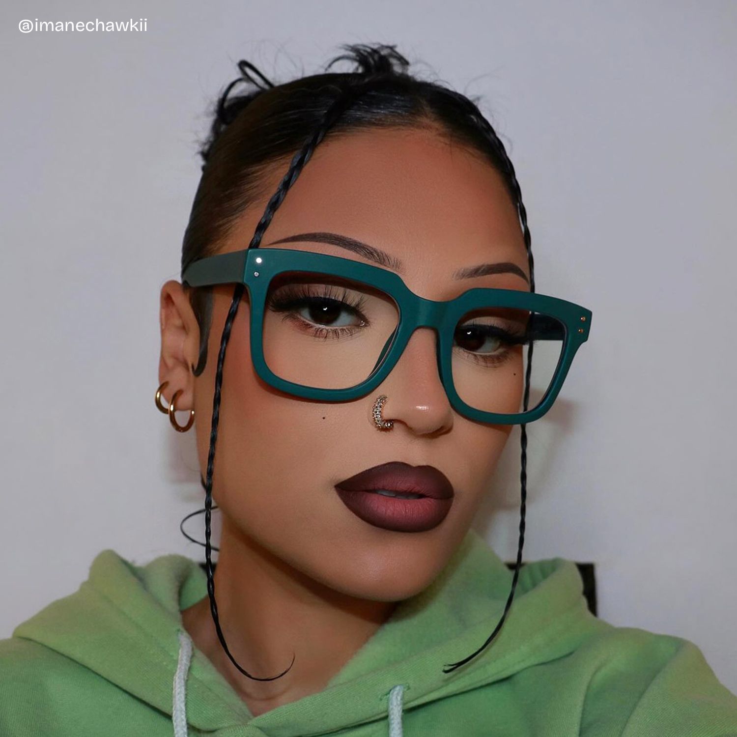 Liizbeett Square Eyeglasses with Dark Green Frames7