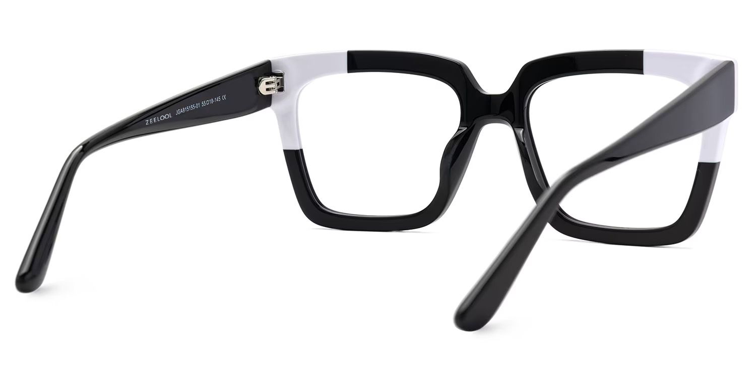 Glendalis Square Black and White Frames for Glasses  | ZEELOOL UK3