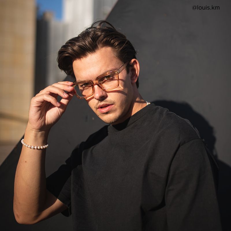 Grover Beige Rectangle Glasses