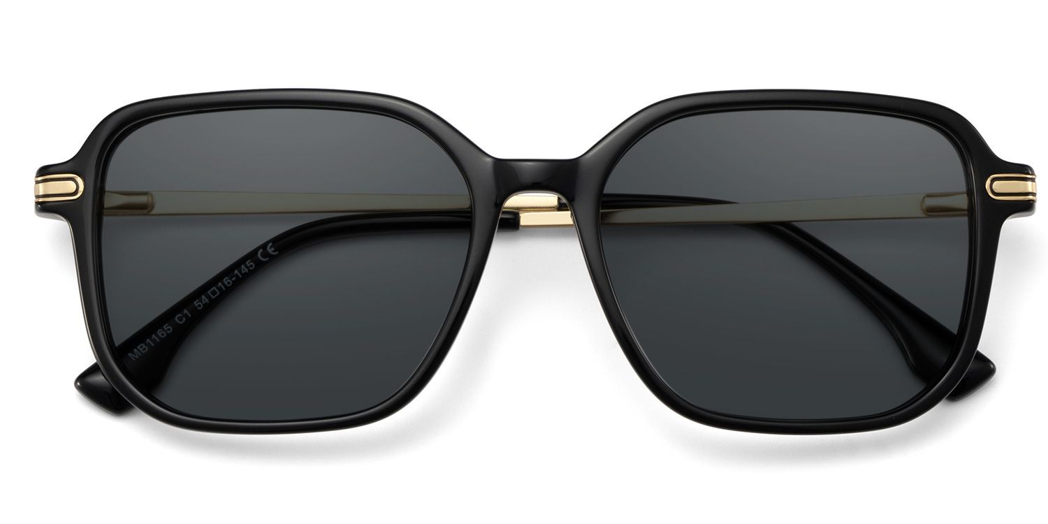 Jetson Rectangle Black Full Rim Sunglasses | ZEELOOL UK1