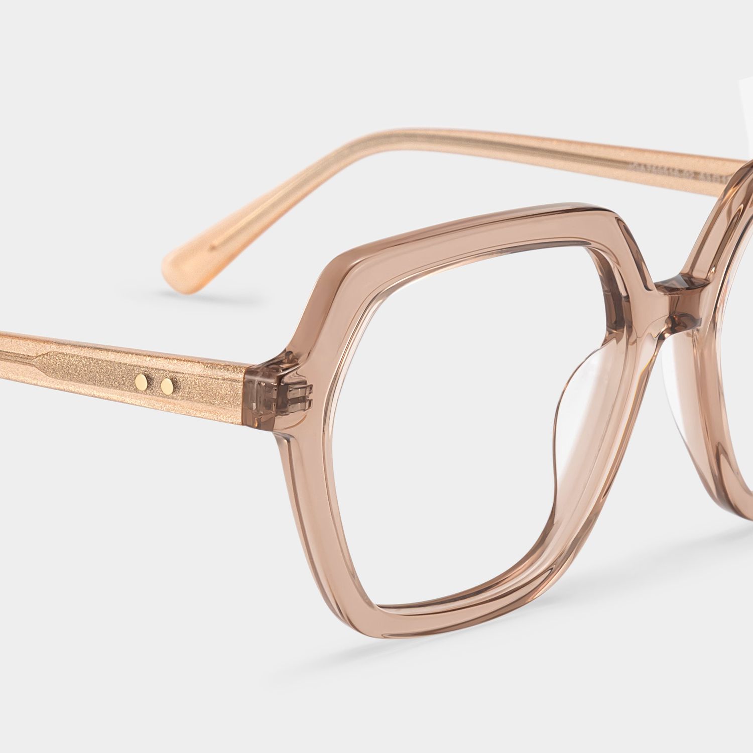 Devon Geometric Clear Beige Glasses with Sparkling Grey Orange Frame| ZEELOOL4
