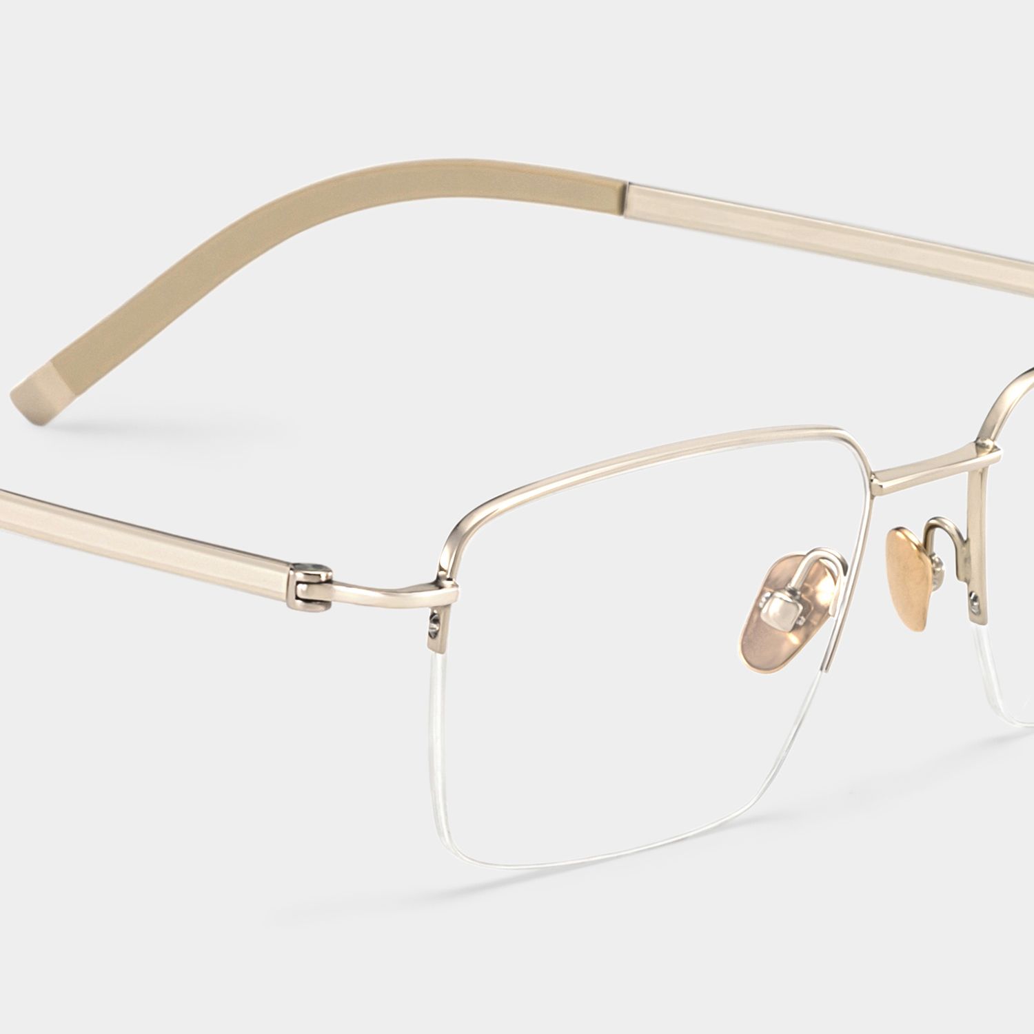 Carson Light Gold Semi Rimless Glasses in Titanium Frame | ZEELOOL4