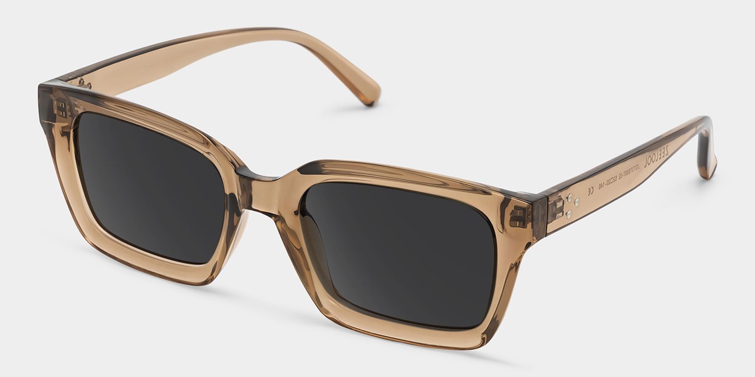 Grover Rectangle Beige Sunglasses for Women & Men | ZEELOOL UK2