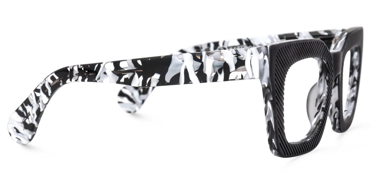 Keisa Square Black Marble Glasses3