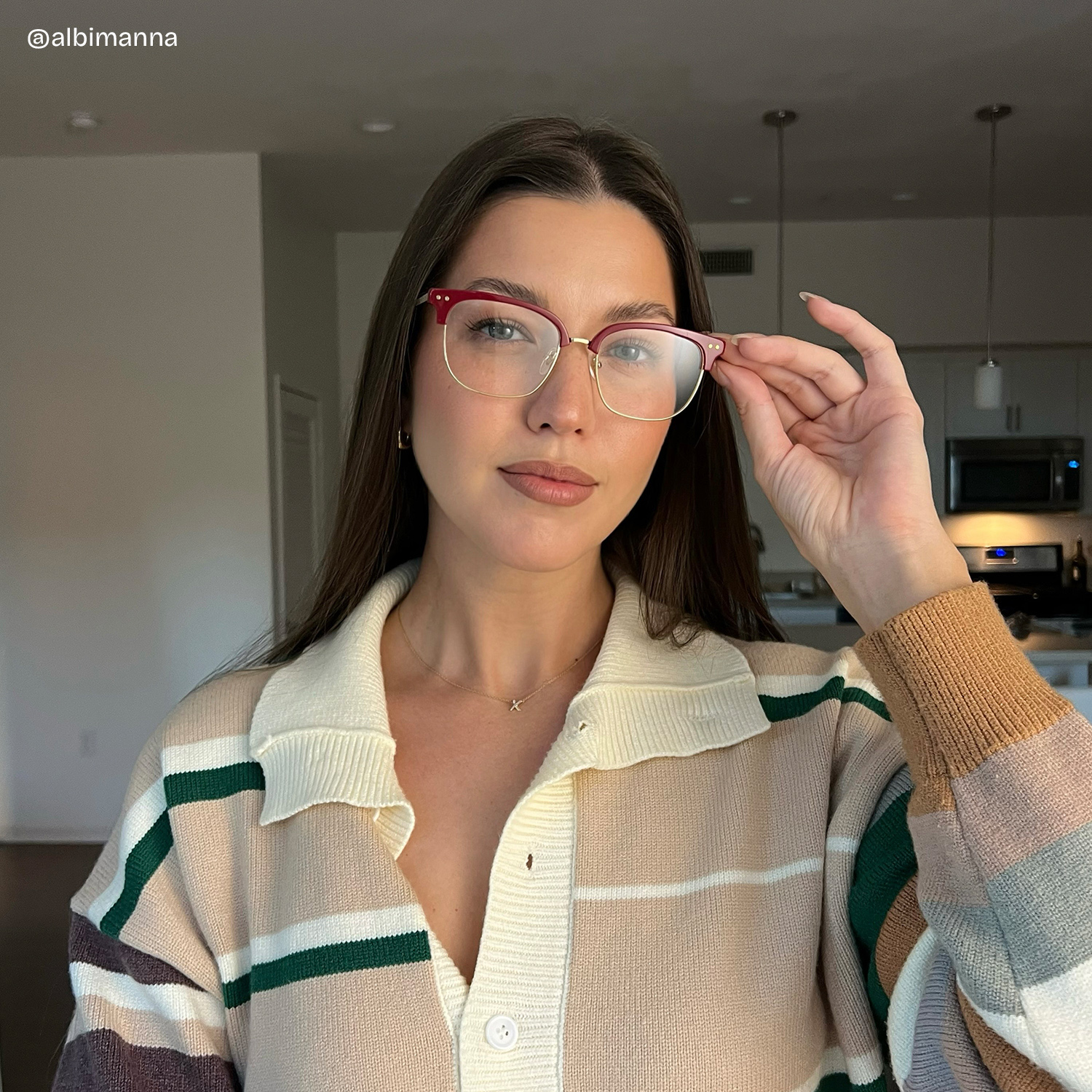 Nathan Red Frame Glasses with Browline Frame Online | ZEELOOL6