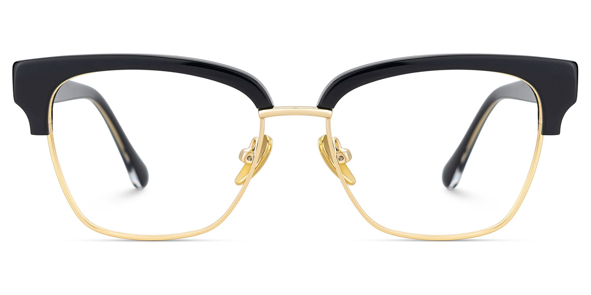 Browline Black Gold Eyeglasses- Ellis Mixed Frame Glasses2