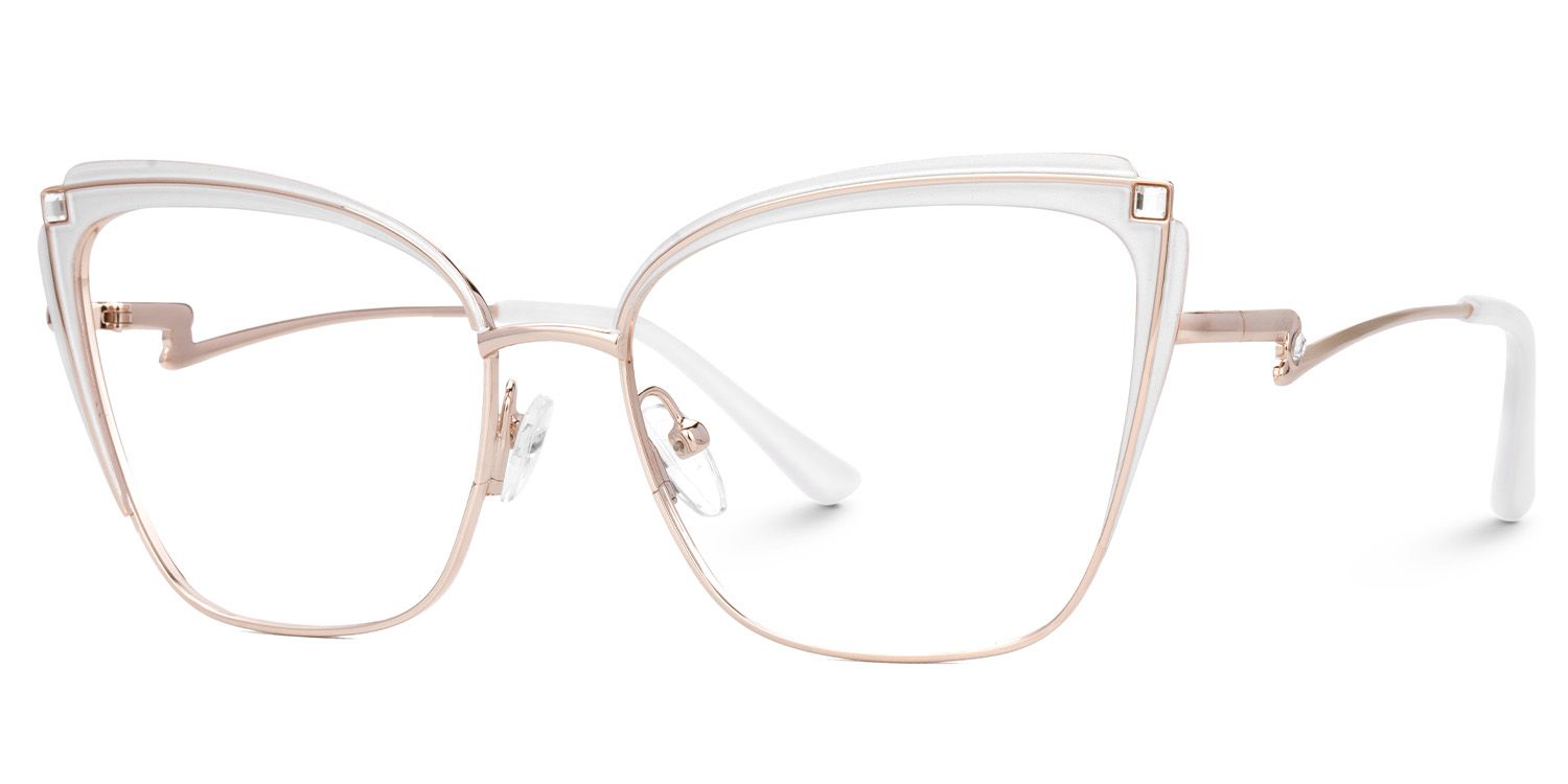Mariely Cat Eye White Glasses | ZEELOOL UK2
