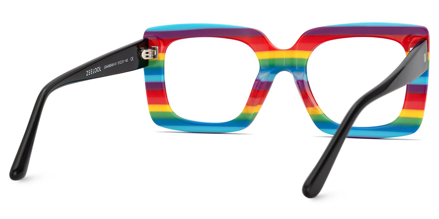 Dianna Rainbow Rectangle Thick Frame Glasses | ZEELOOL UK5