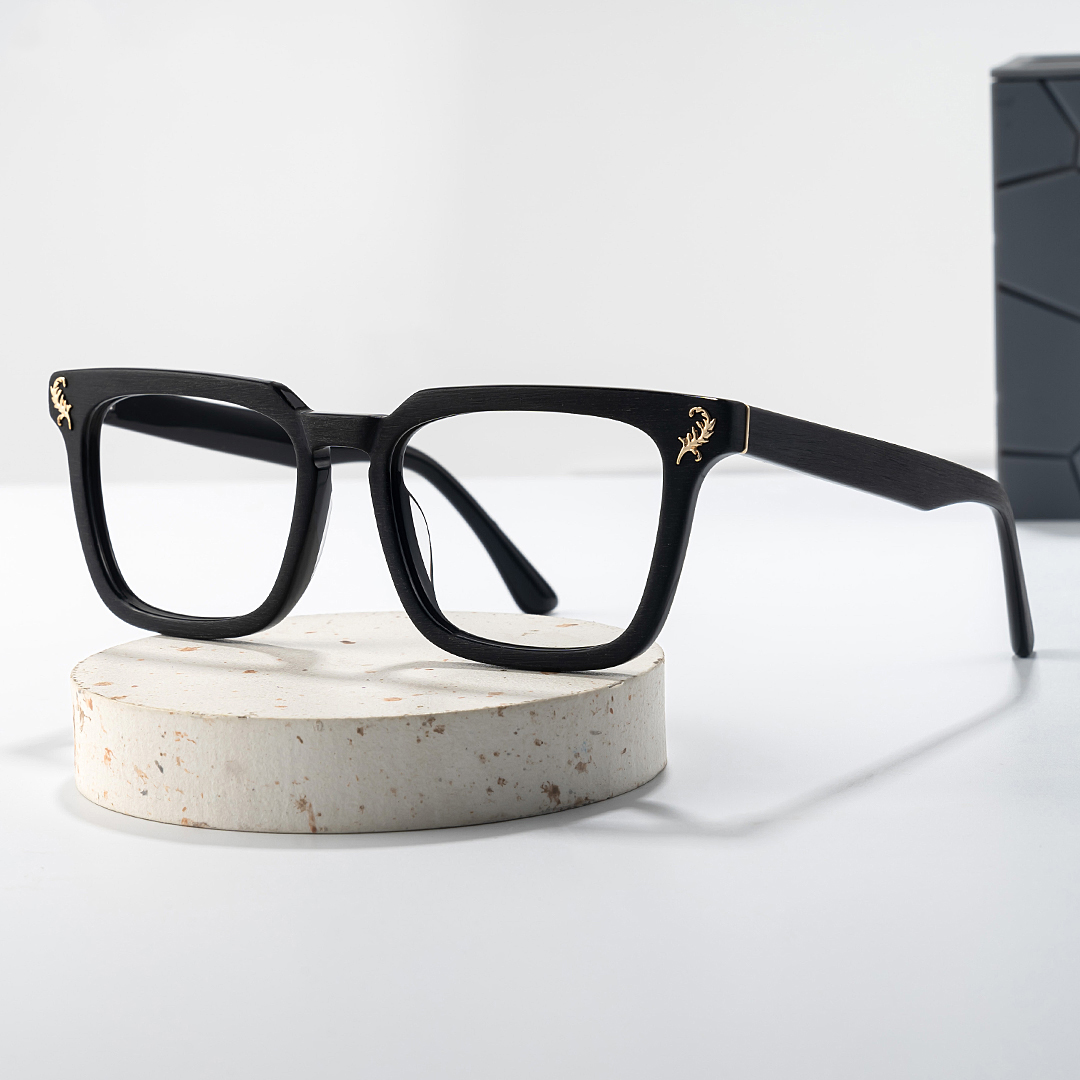 Bashir Rectangle Black Glasses0