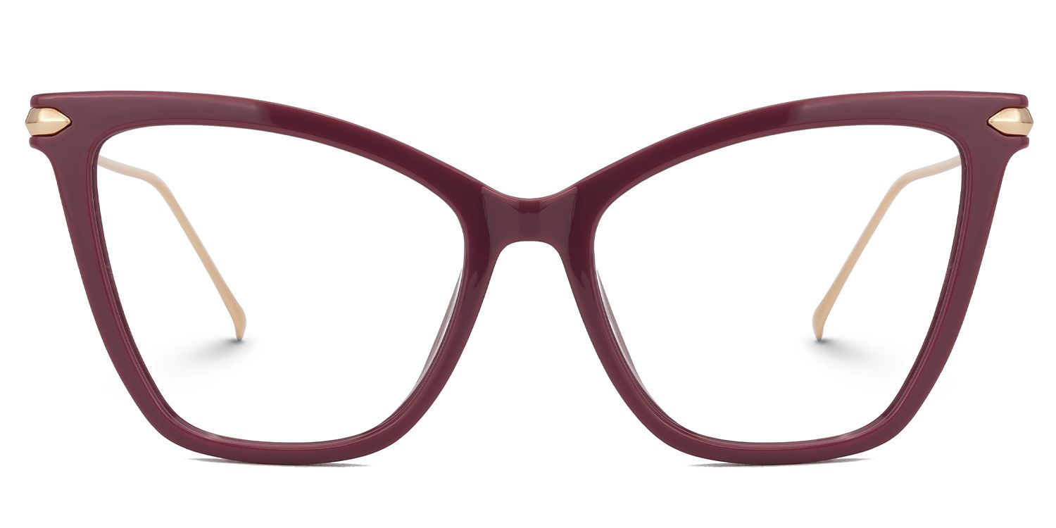 Hilary Butterfly Dark-Red Glasses with Thin Frames0