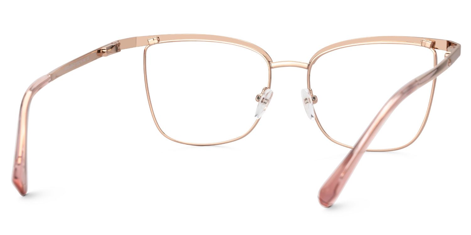 Beaty Metal Square Rose-Gold Frame Glasses | ZEELOOL UK3