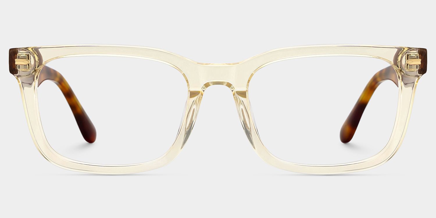 Patrick Clear Yellow Rectangle Glasses Frames for Men | ZEELOOL0