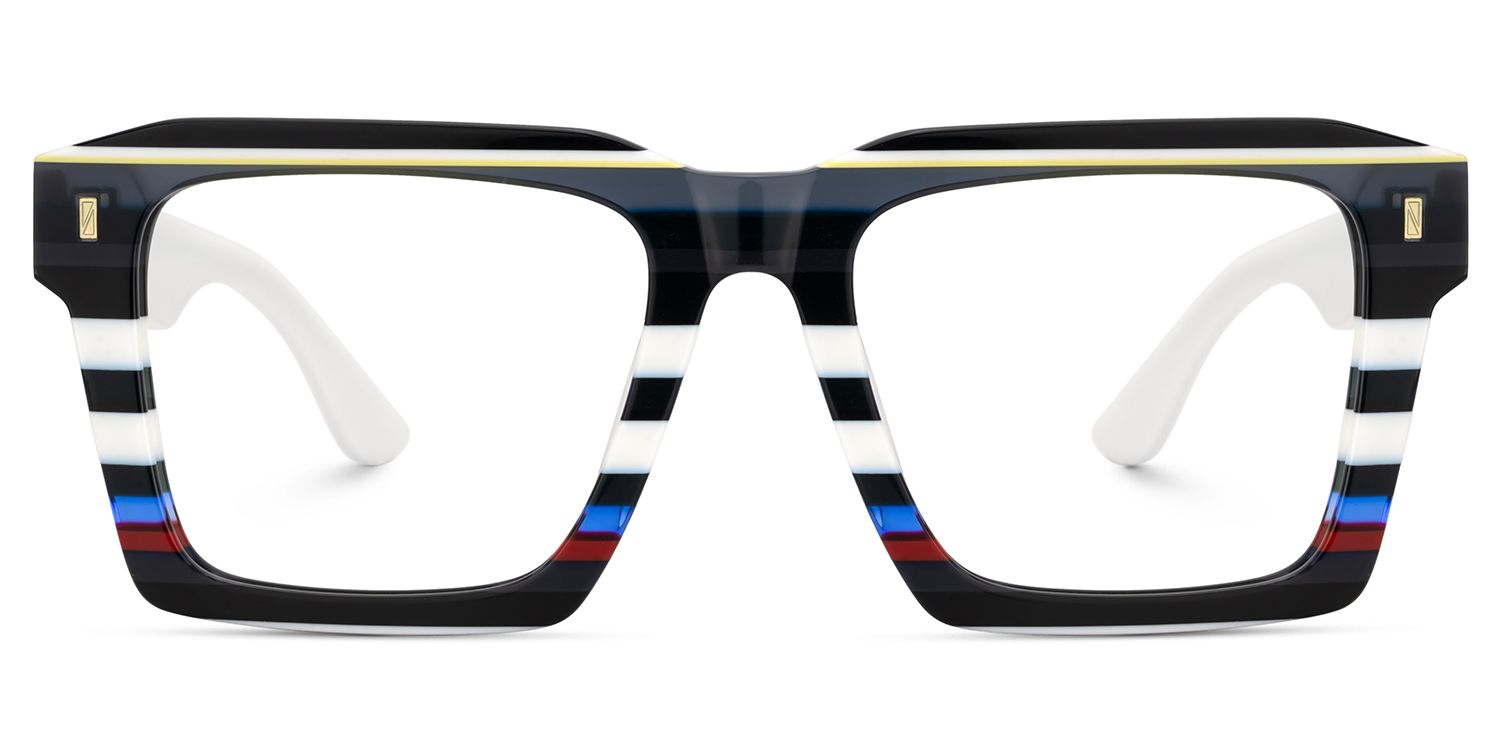 Big Square Eyeglasses Frames With Black and White Stripes1