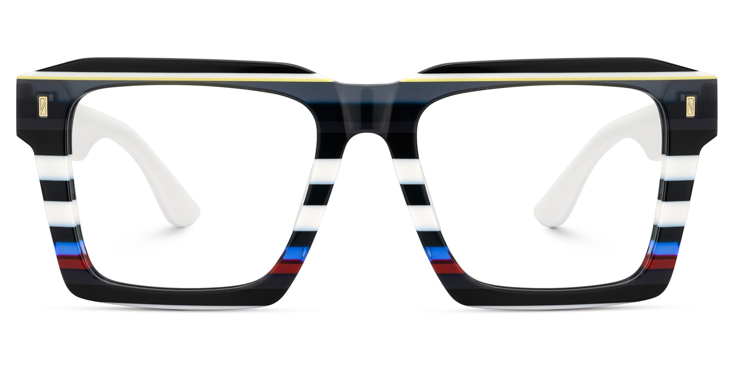 Big Square Eyeglasses Frames With Black and White Stripes1